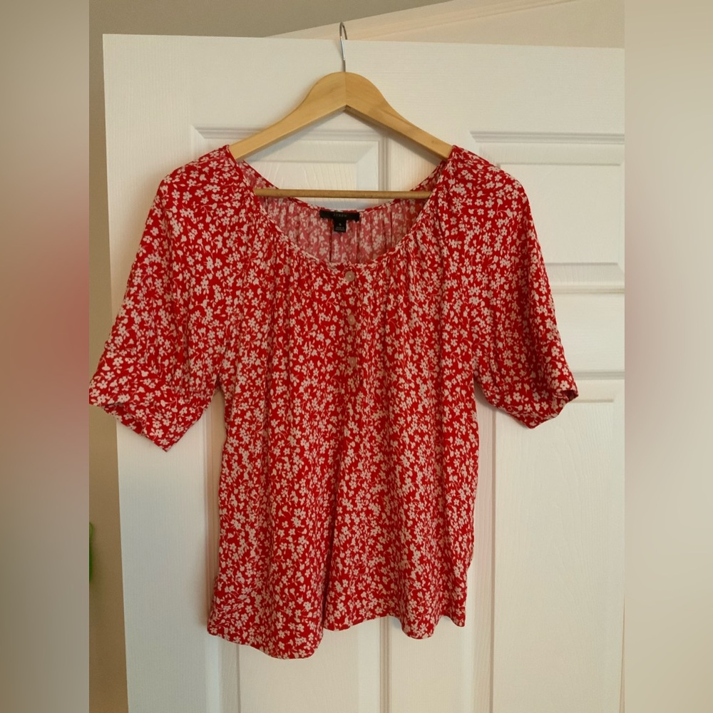 Jcrew Red Floral Women's Top